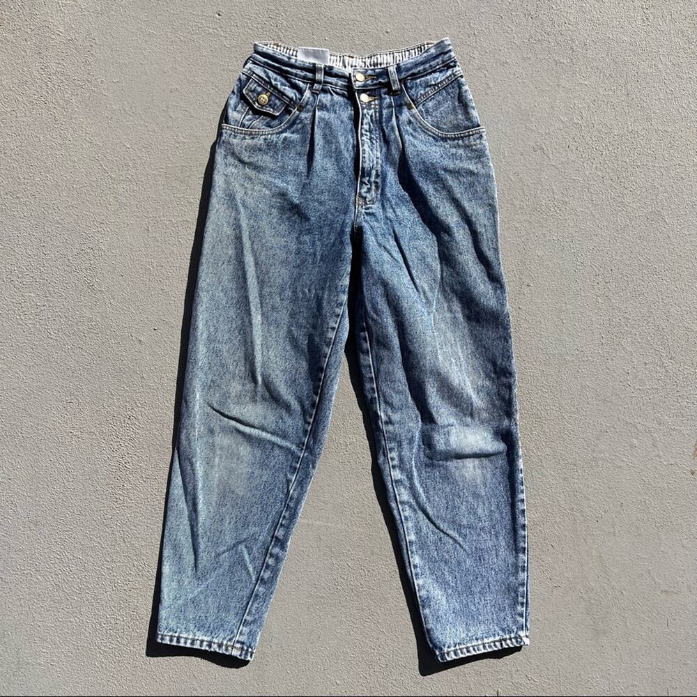 Vintage late 80s 90s Bill Blass high rise pleated baggies mom jeans tapered